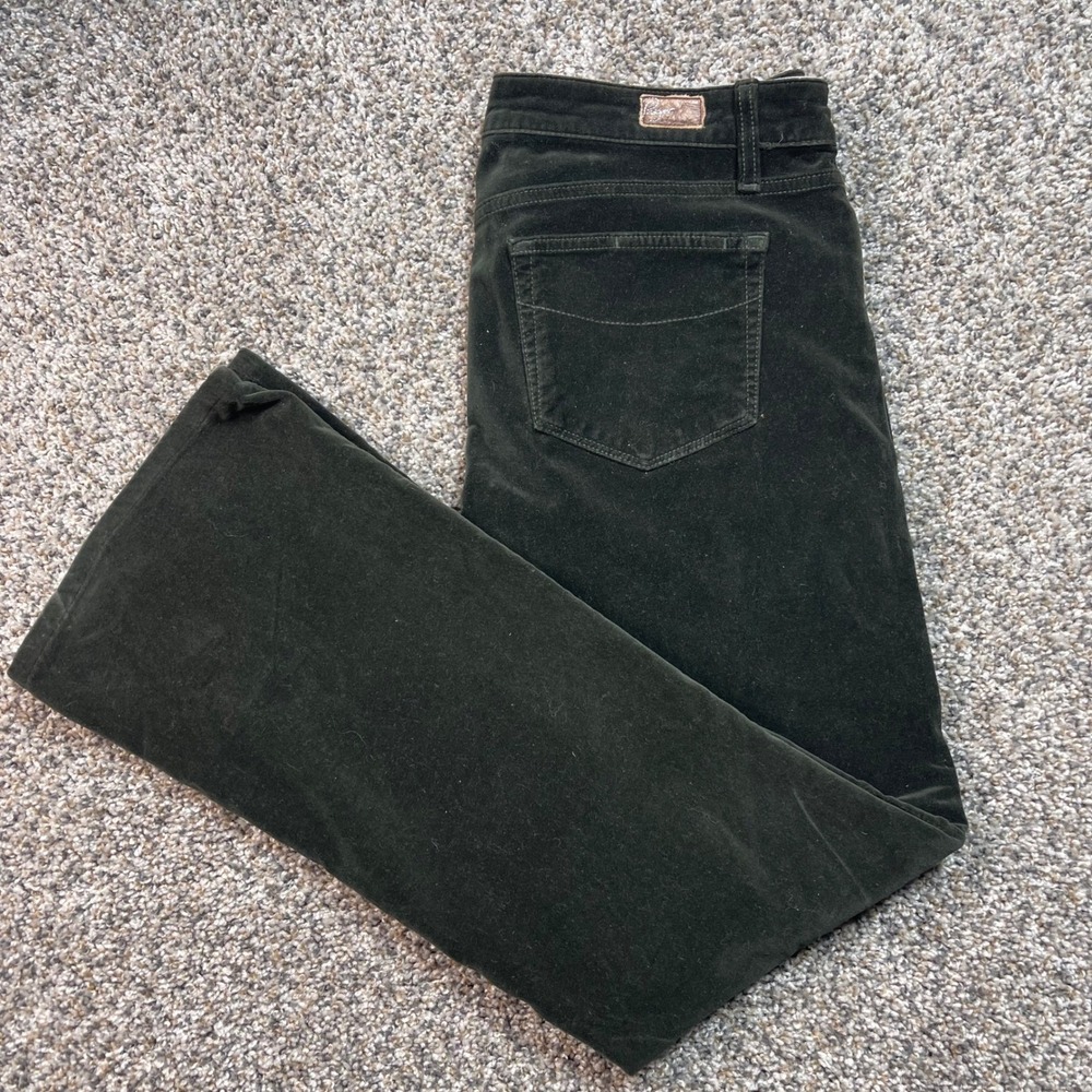 Paige Women's 32x30 Premium Denim Dark Green Corduroy Flare Pants‎